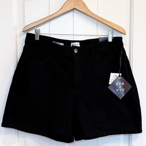 🌈 6/$60, Ava & Viv, Size 16, Black, Denim Shorts Slim Fit, High Rise, Zip Fly